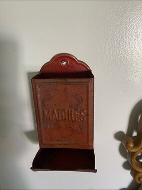 Tin Match Box Holder Designed To Mount To the Wall.
